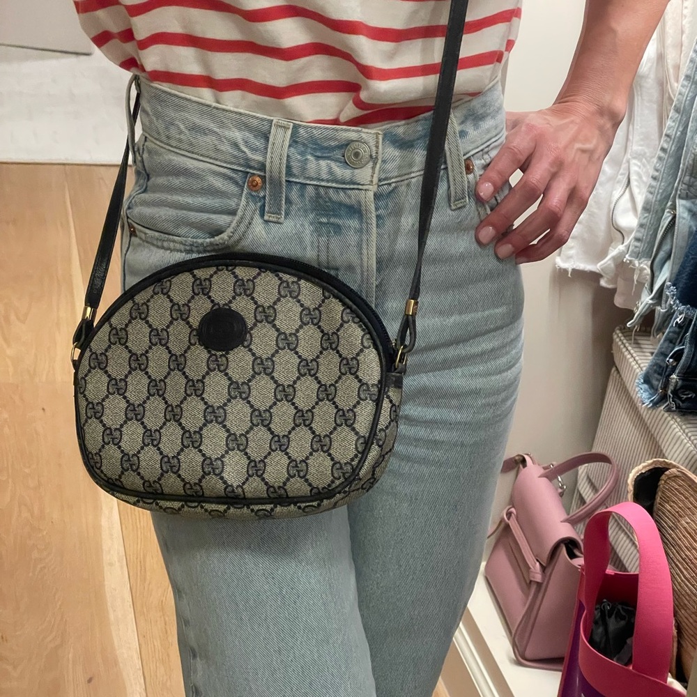 Vintage Gucci Monogram GG Black / Dark Navy Women's Crossbody Bag